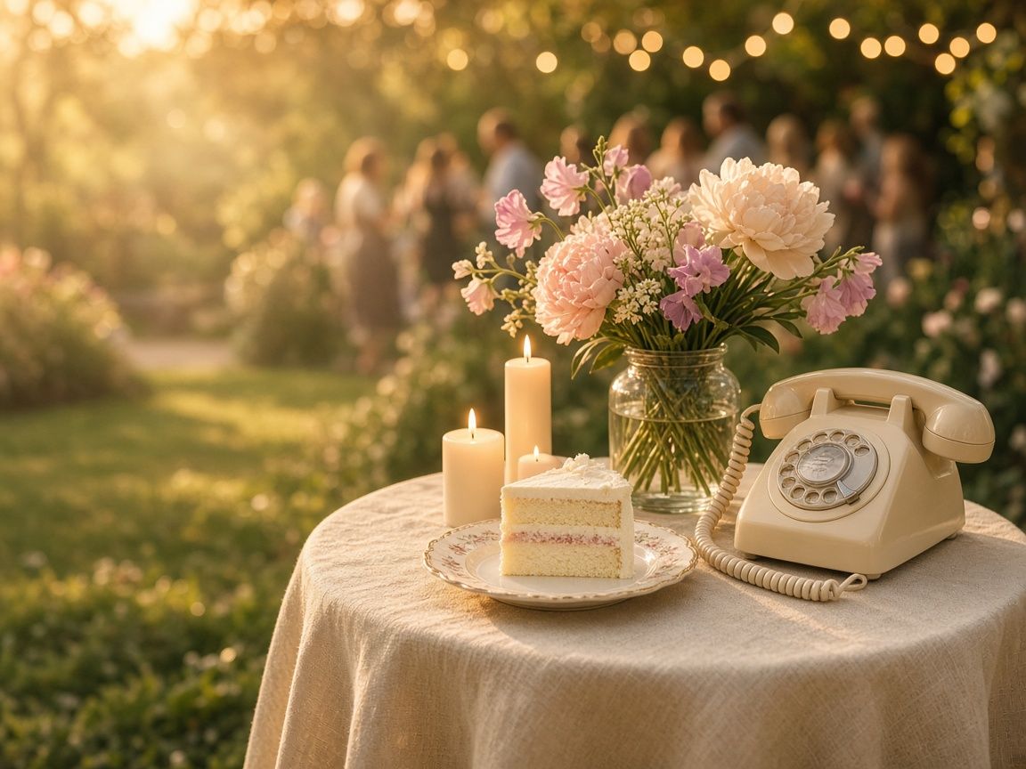 A birthday celebration table with a cake and candles